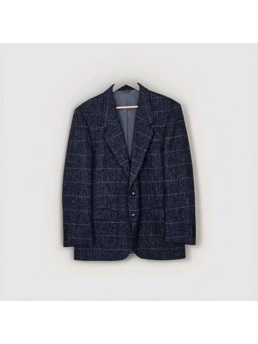 Vintage Sears Mens Tweed Blazer Jacket 42 Regular Wool Silk Plaid Charcoal Canad